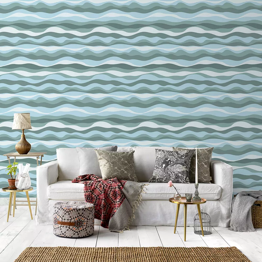 Rough Sea Wallpaper – Soft Coloured Water Wave Pattern for Large & Commercial Walls