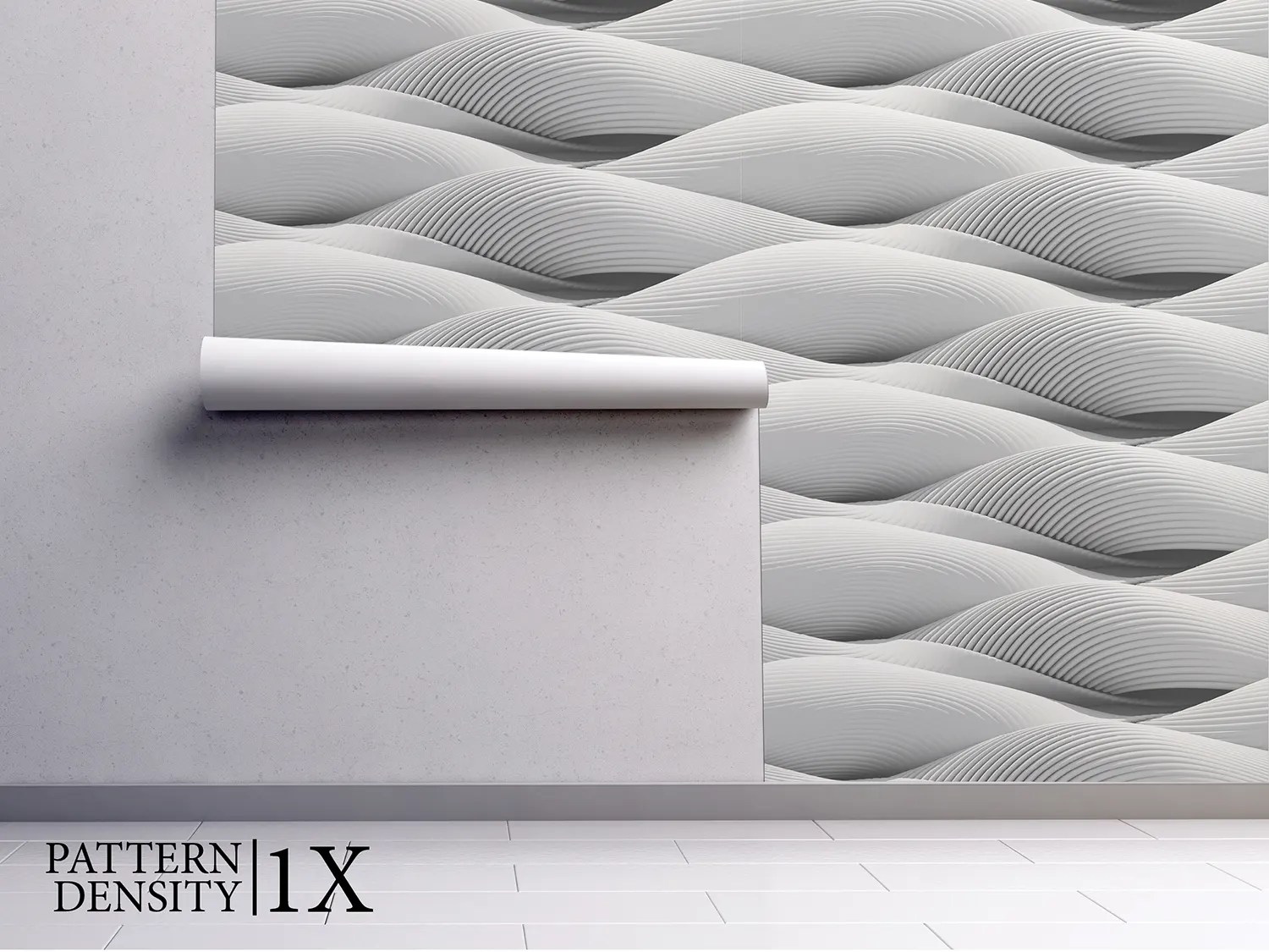 3D Curved Waves Abstract – White Lines & Light-Reflective Surface Design, merawalaprint. mera wala print