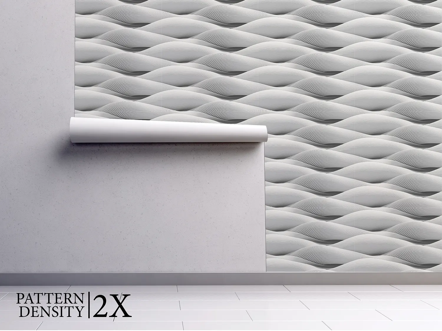 3D Curved Waves Abstract – White Lines & Light-Reflective Surface Design, merawalaprint. mera wala print