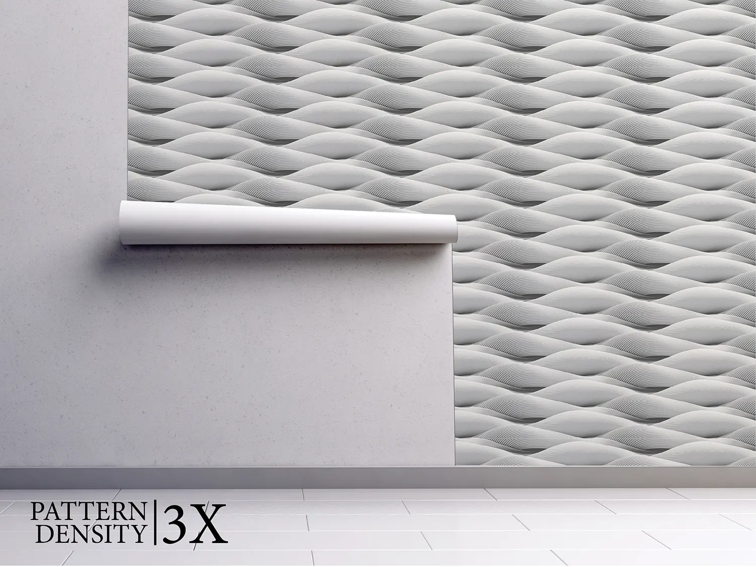 3D Curved Waves Abstract – White Lines & Light-Reflective Surface Design, merawalaprint. mera wala print