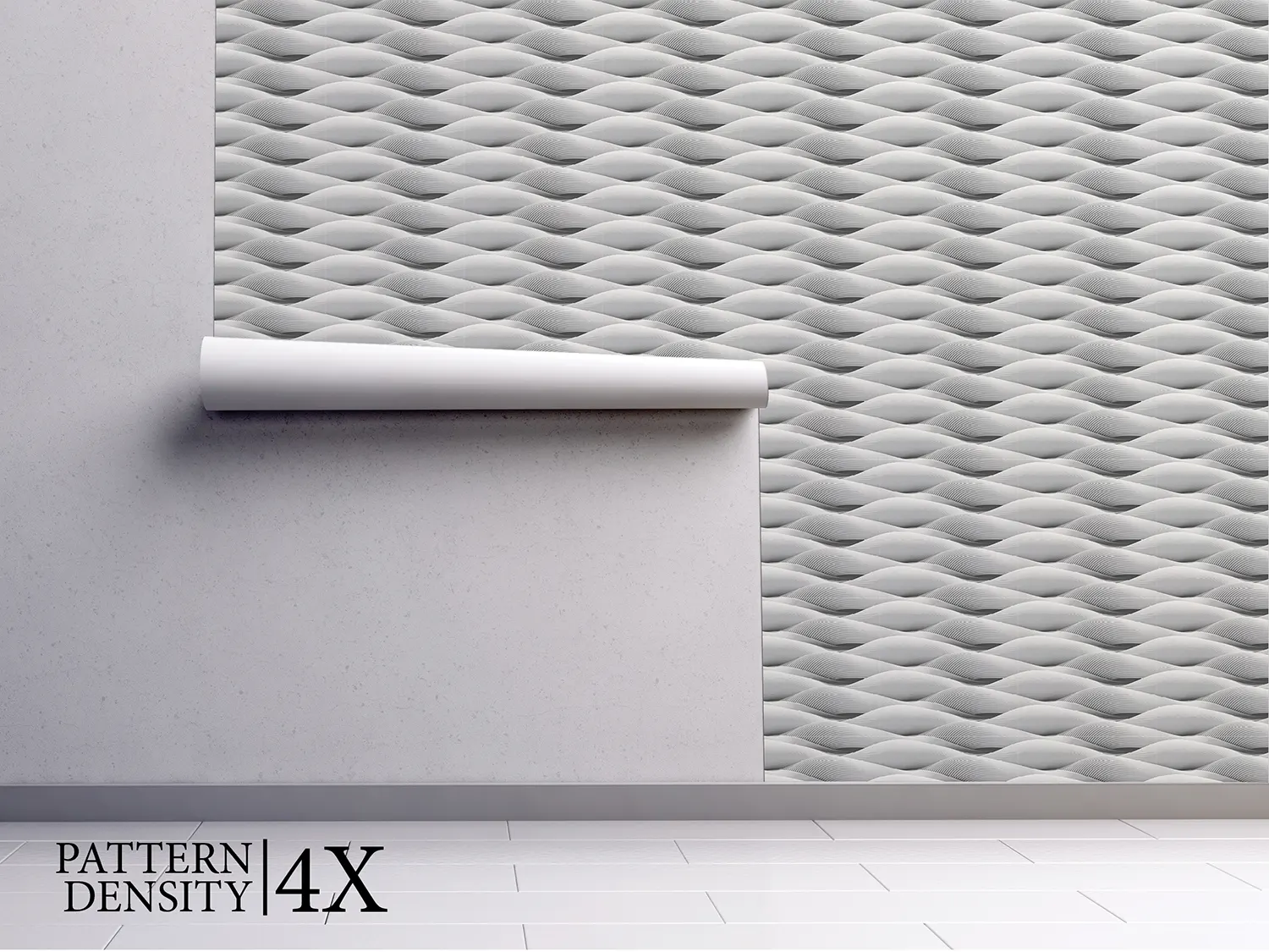 3D Curved Waves Abstract – White Lines & Light-Reflective Surface Design, merawalaprint. mera wala print