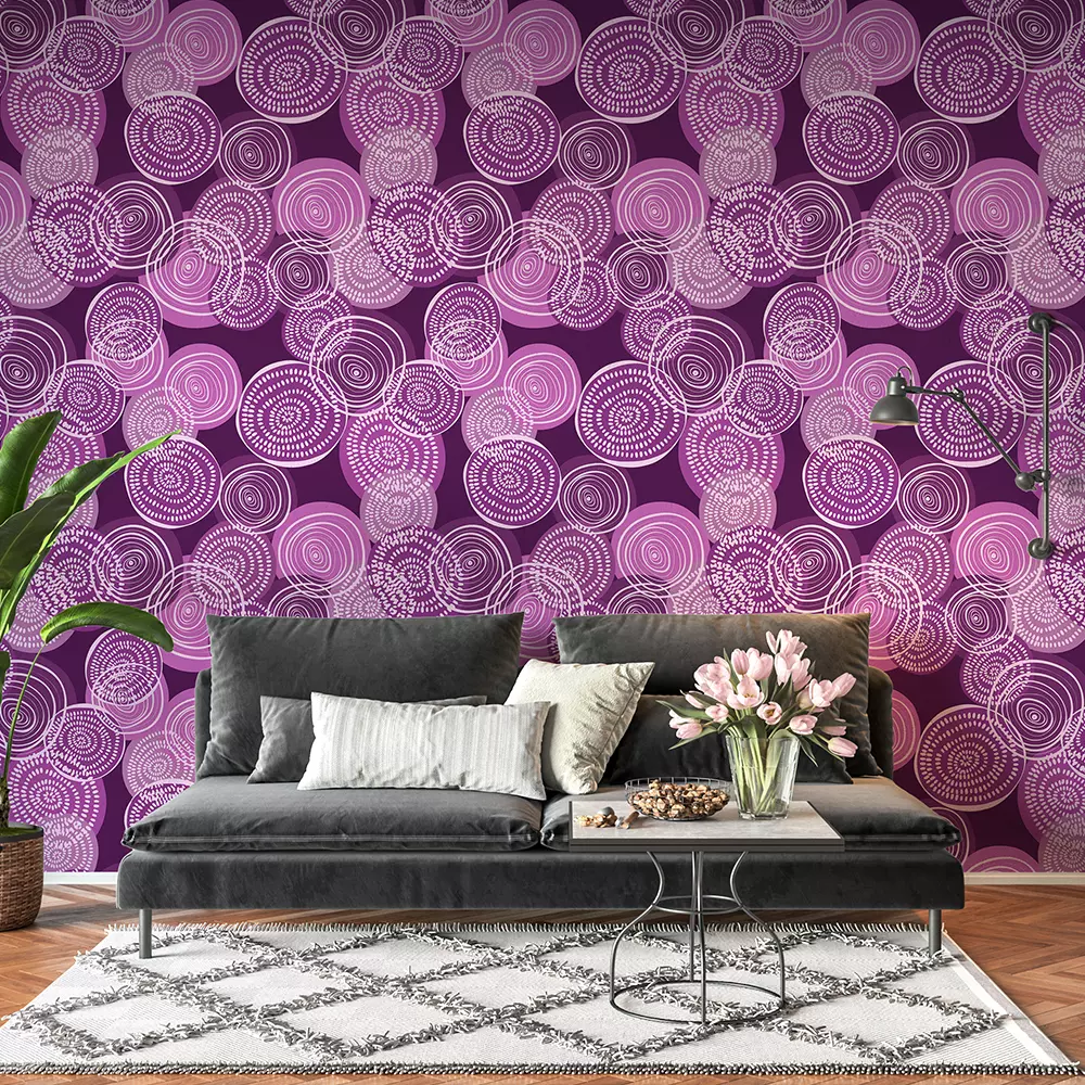 Purple Circles Wallpaper – Bright Abstract Seamless Round Shape Pattern