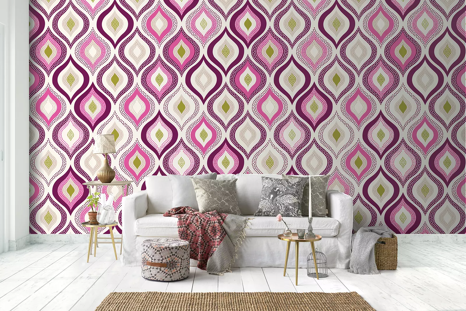 Ornamental Festive Pattern Wallpaper – Bright Doodle Effect Seamless Design, merawalaprint. mera wala print