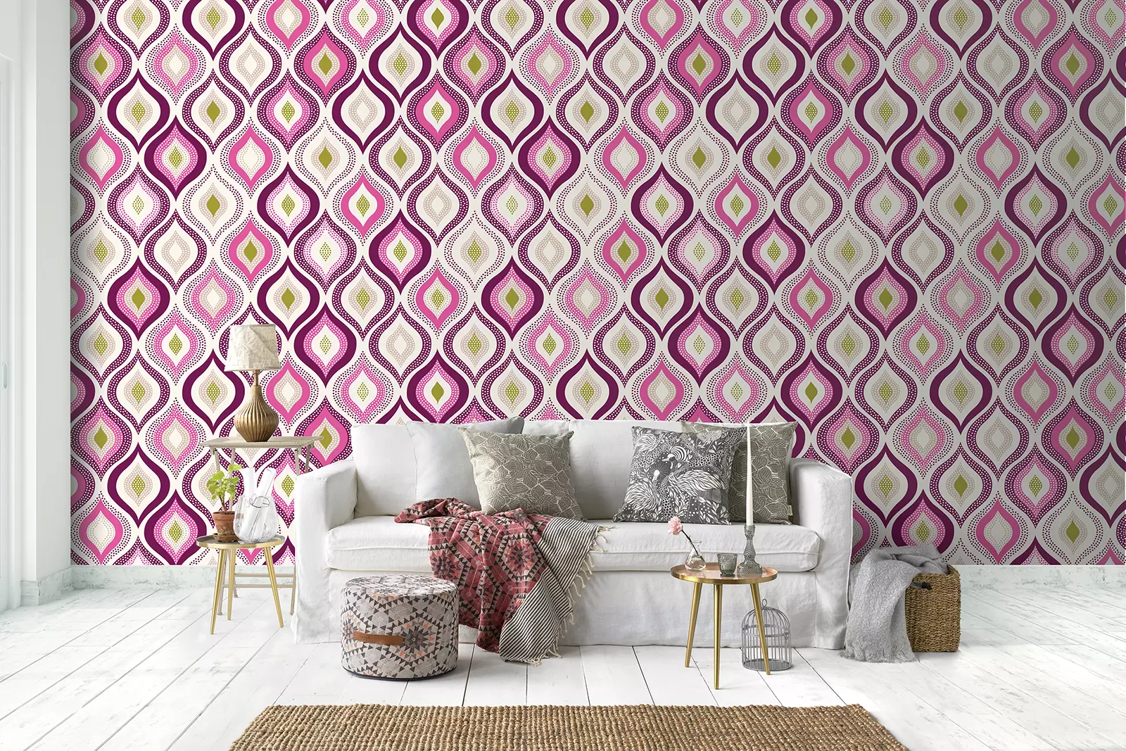 Ornamental Festive Pattern Wallpaper – Bright Doodle Effect Seamless Design, merawalaprint. mera wala print