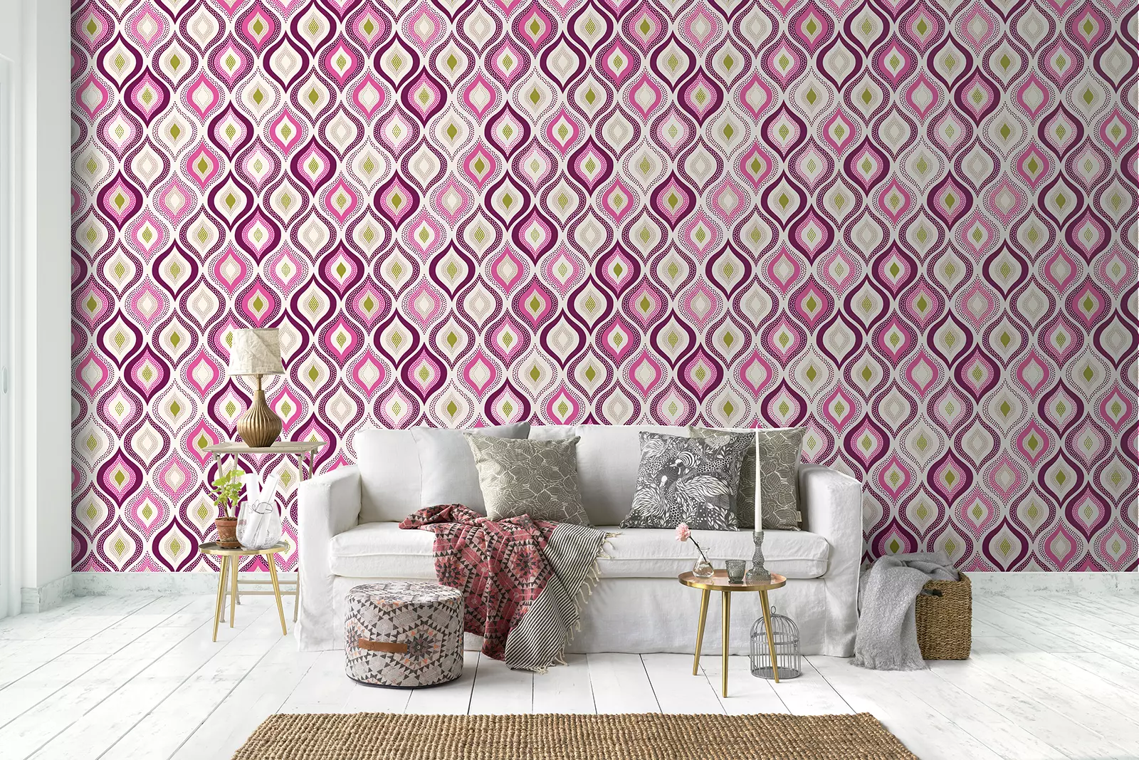 Ornamental Festive Pattern Wallpaper – Bright Doodle Effect Seamless Design, merawalaprint. mera wala print