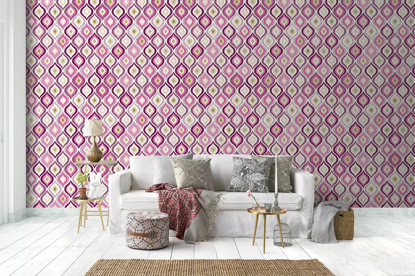 Ornamental Festive Pattern Wallpaper – Bright Doodle Effect Seamless Design, merawalaprint. mera wala print