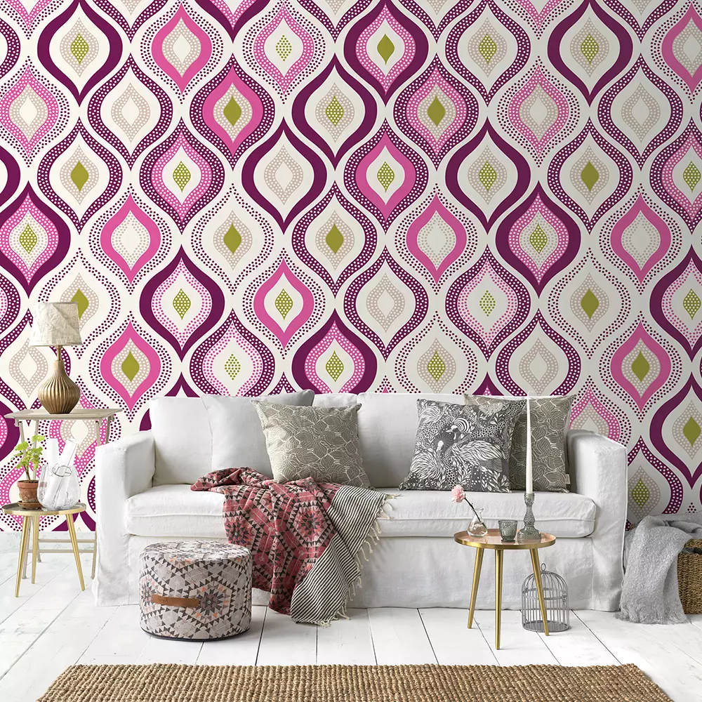 Ornamental Festive Pattern Wallpaper – Bright Doodle Effect Seamless Design, merawalaprint. mera wala print