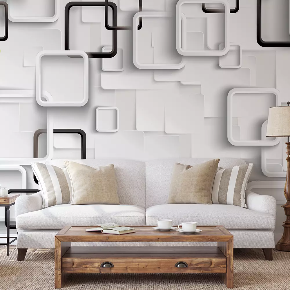 Squares in Layers Wallpaper – 3D Rectangular Abstract Background