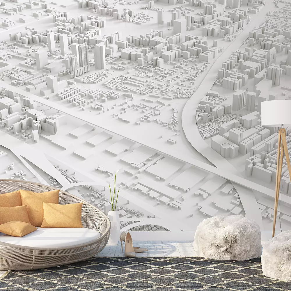 3D image render,Aerial view of cityscape background merawalaprint