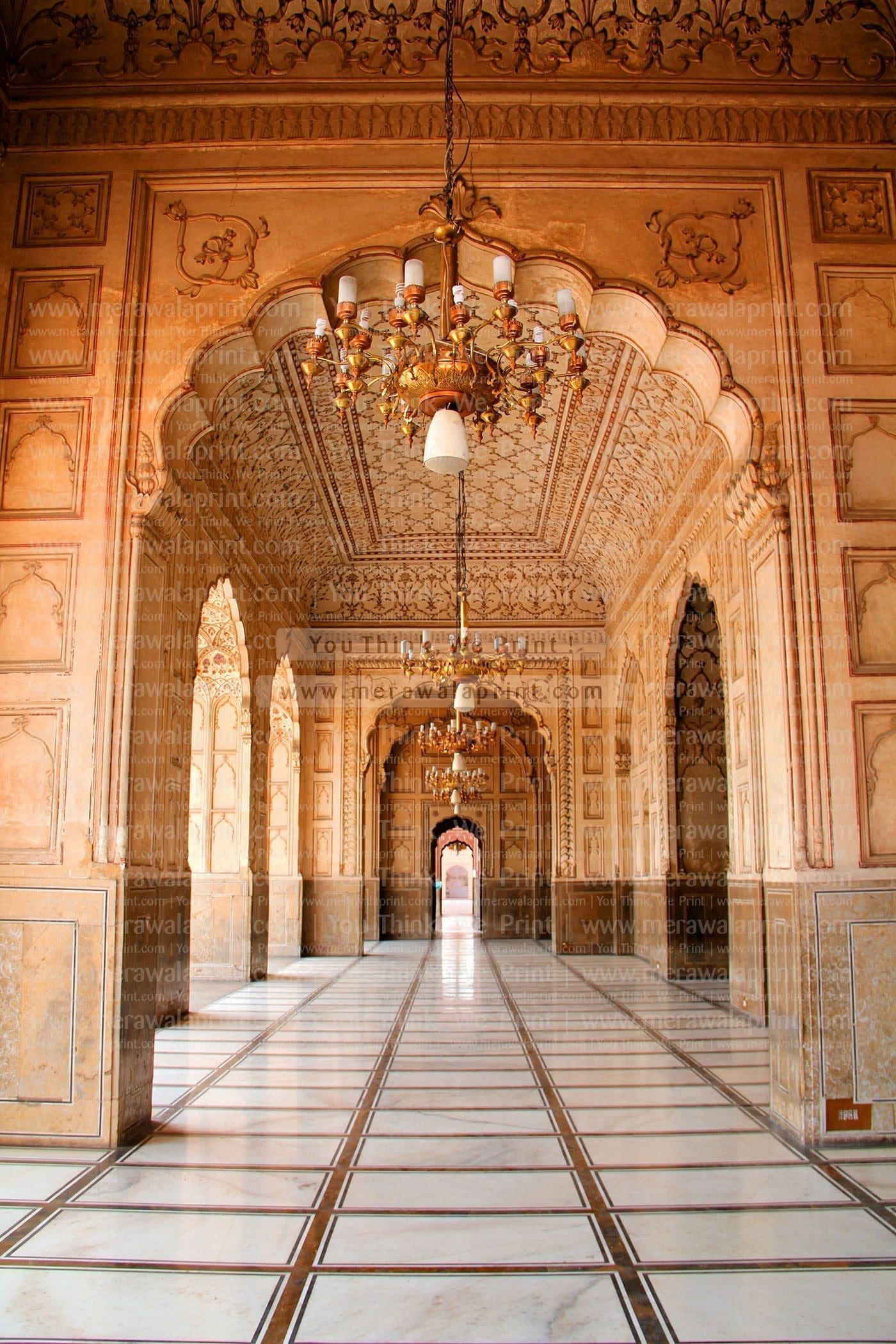 High‑resolution close‑up of Badshahi Mosque wallpaper texture – eco‑friendly latex printing