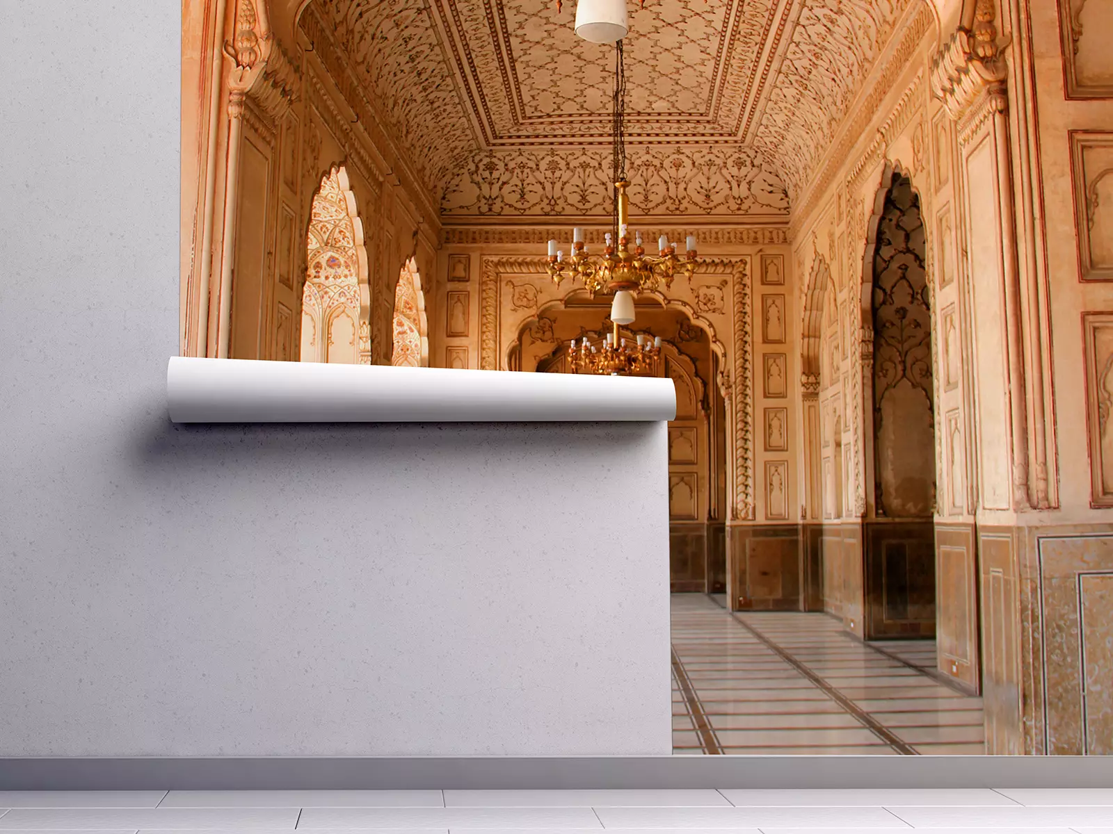 High‑resolution close‑up of Badshahi Mosque wallpaper texture – eco‑friendly latex printing