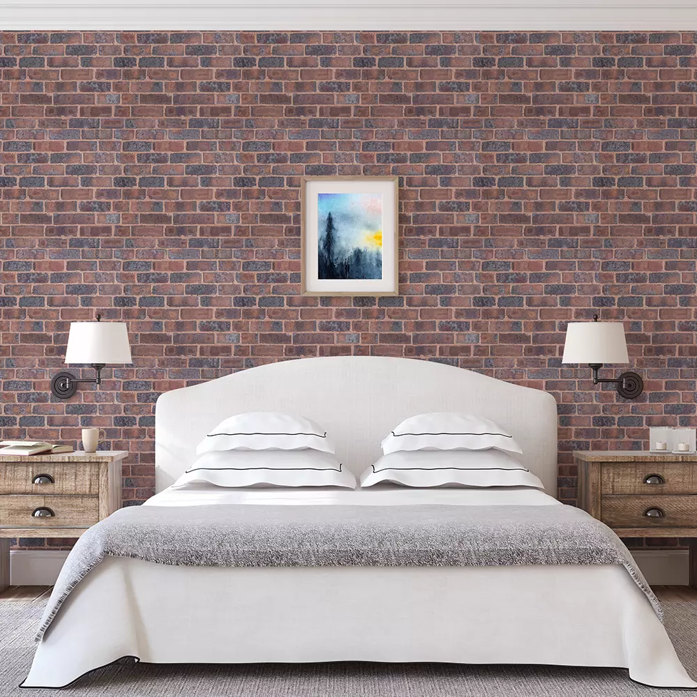 Realistic brick wall wallpaper custom printed by Mera Wala Print for stylish home and commercial decor.