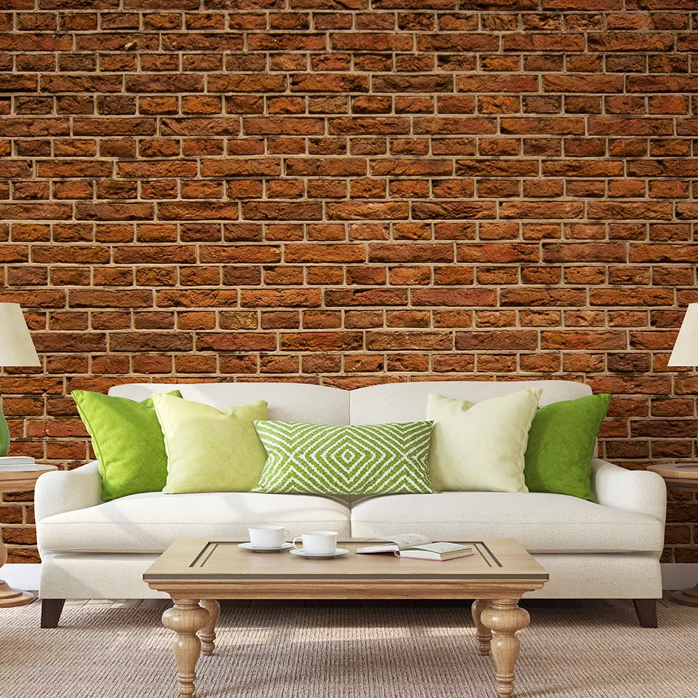 Realistic brick wall wallpaper custom printed by Mera Wala Print for stylish home and commercial decor.