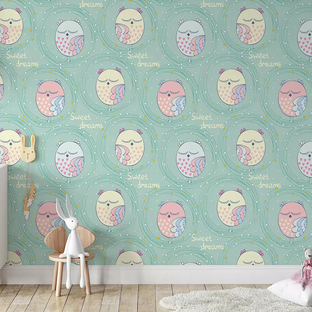 Sleeping Owl Wallpaper – Cute Pastel Hand-Drawn Seamless Pattern