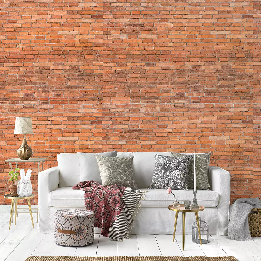 Realistic brick wall wallpaper custom printed by Mera Wala Print for stylish home and commercial decor.