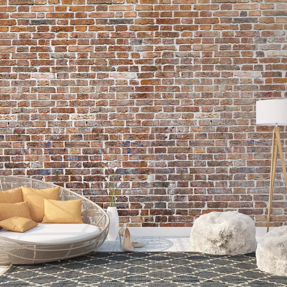 Realistic brick wall wallpaper custom printed by Mera Wala Print for stylish home and commercial decor.