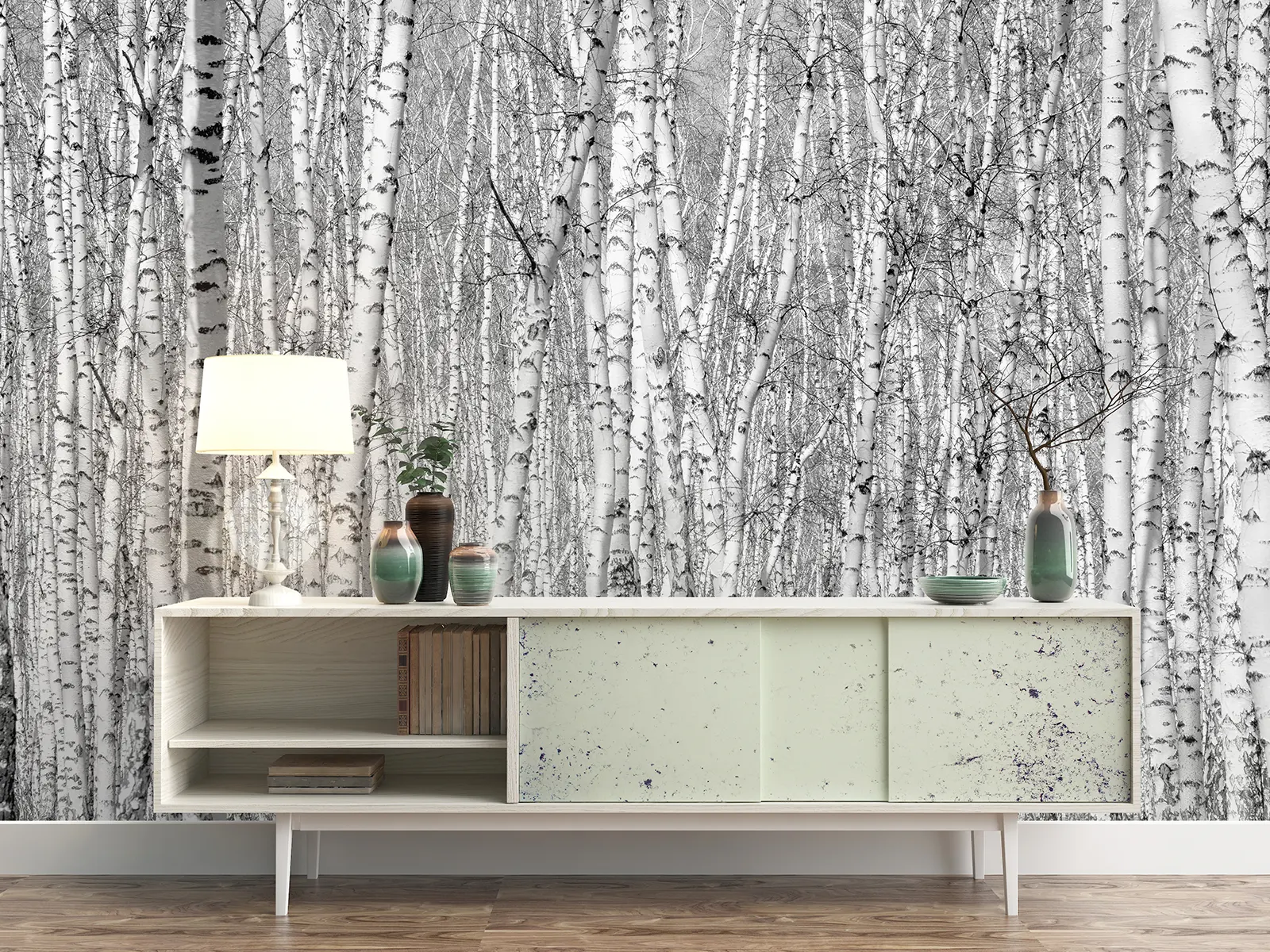 Detailed black and white birch tree photo showcasing textured white bark and forest grove patterns – high-quality photography wall art print by Mera Wala Print for home decor