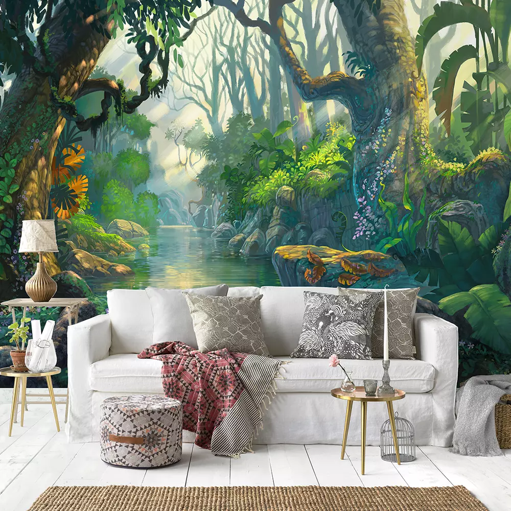 HAND PAINTED DEEP JUNGLE