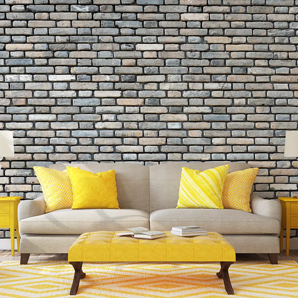 Grey Wall Wallpaper - Natural Textured Grey with Deep Grooves