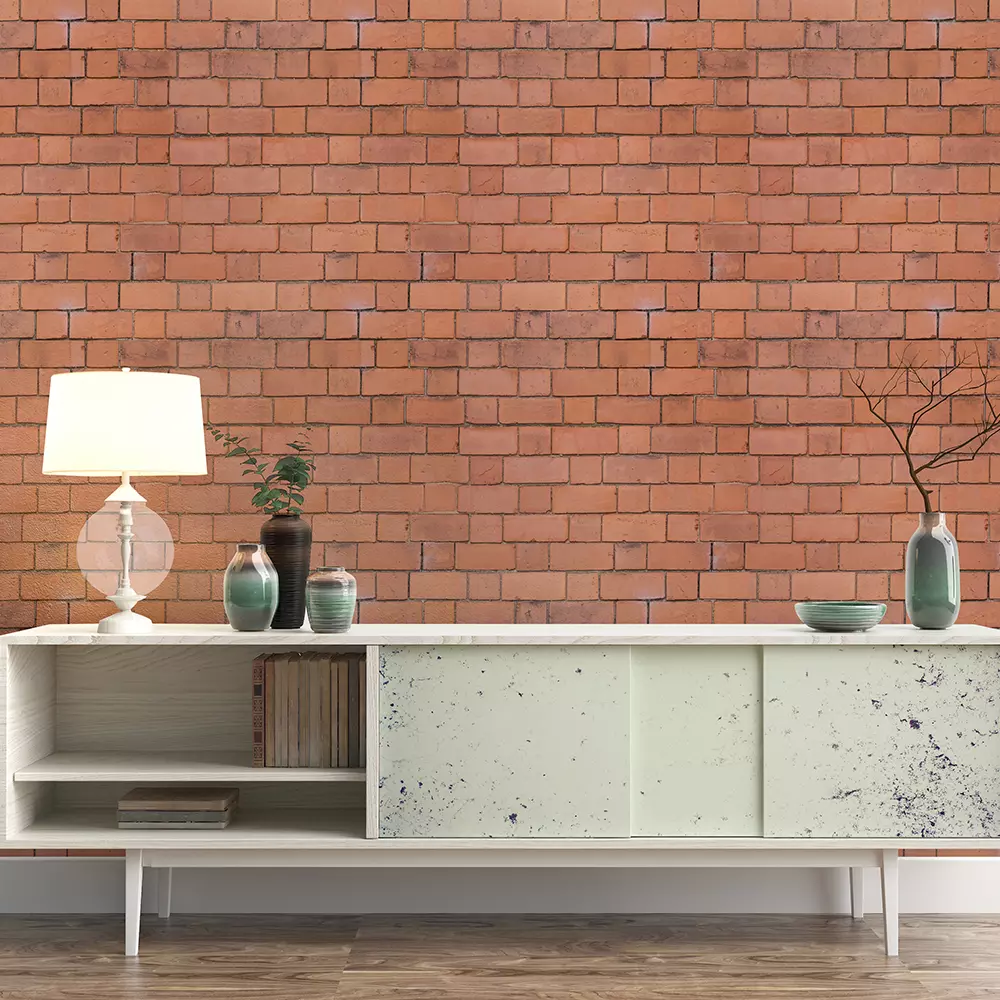 Realistic brick wall wallpaper custom printed by Mera Wala Print for stylish home and commercial decor.