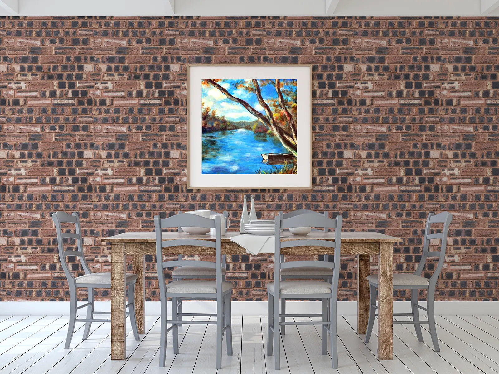 Realistic brick wall wallpaper custom printed by Mera Wala Print for stylish home and commercial decor.