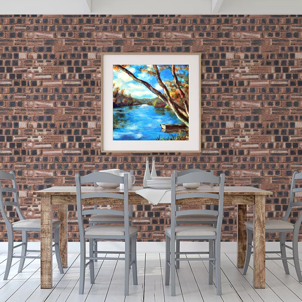 Realistic brick wall wallpaper custom printed by Mera Wala Print for stylish home and commercial decor.