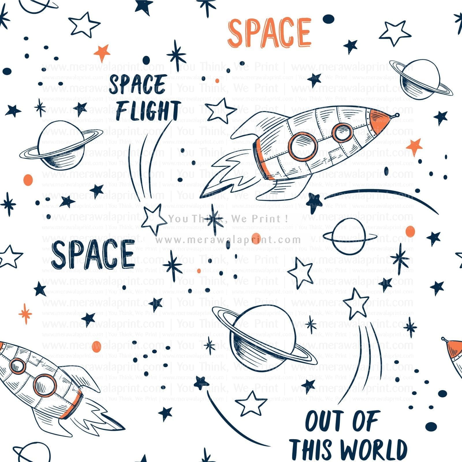 Hand drawn space elements seamless pattern. Space wallpaper print