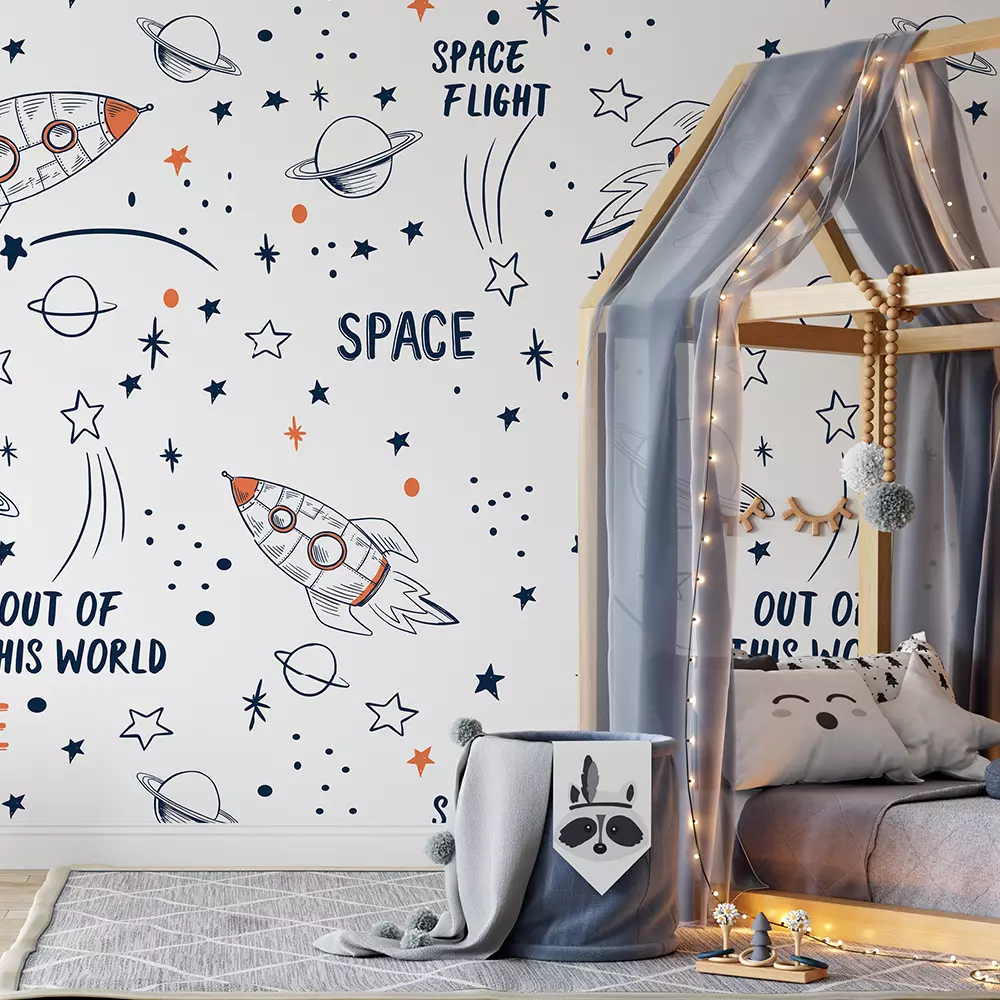 Hand drawn space elements seamless