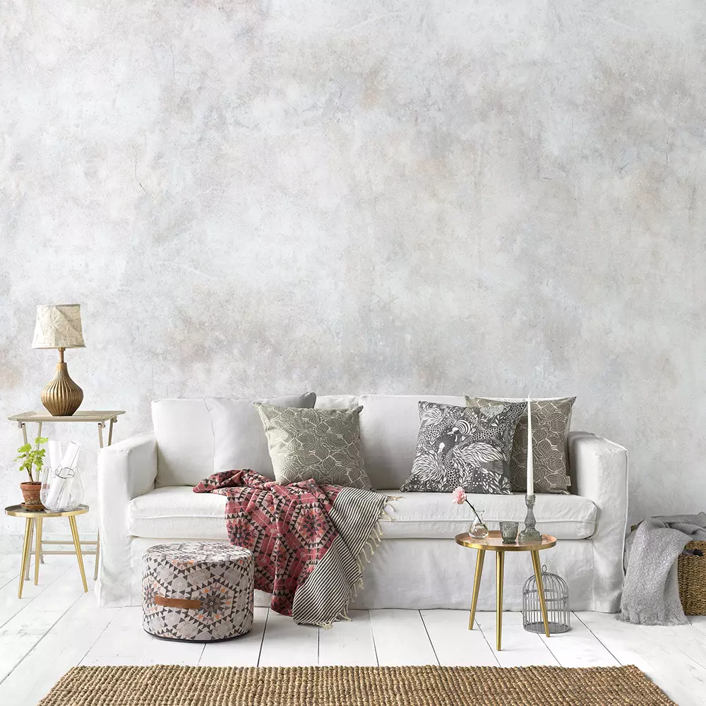 Old brick wall with peeling plaster grunge background