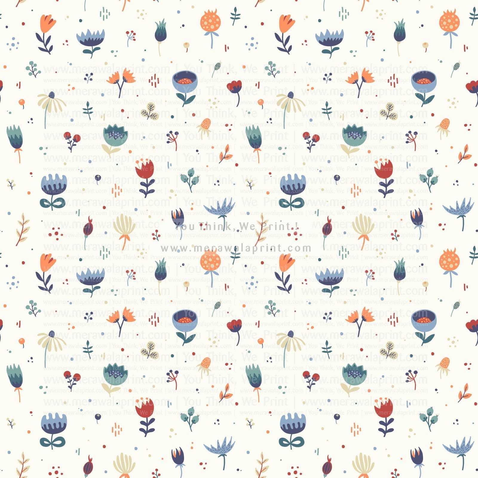 Seamless cute pattern from hand-drawn wildflowers