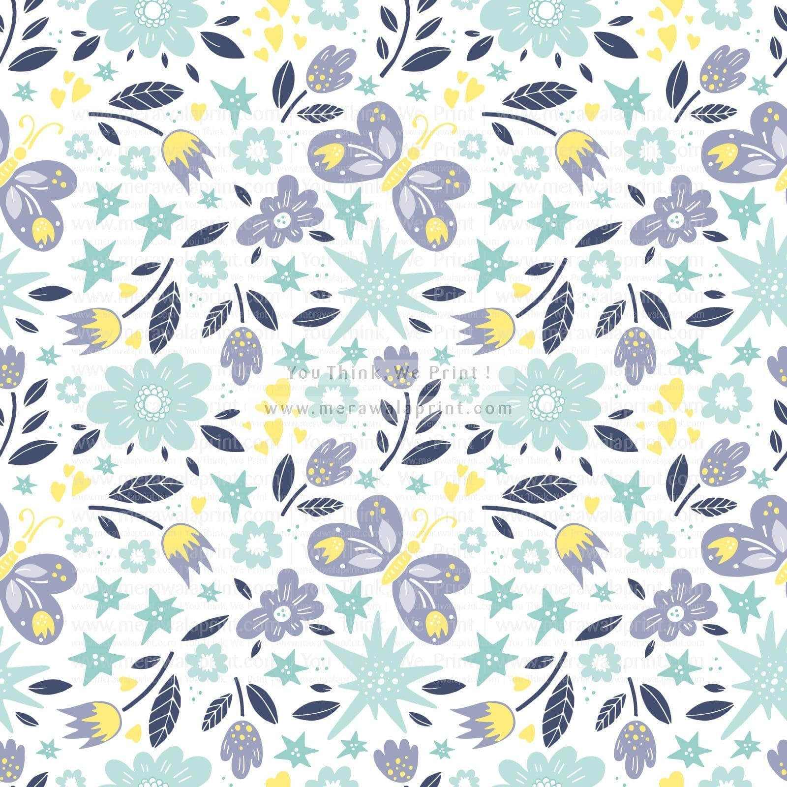 Vector background pattern with flowers. butterflies, leaves. Spring surface design for living room walls 