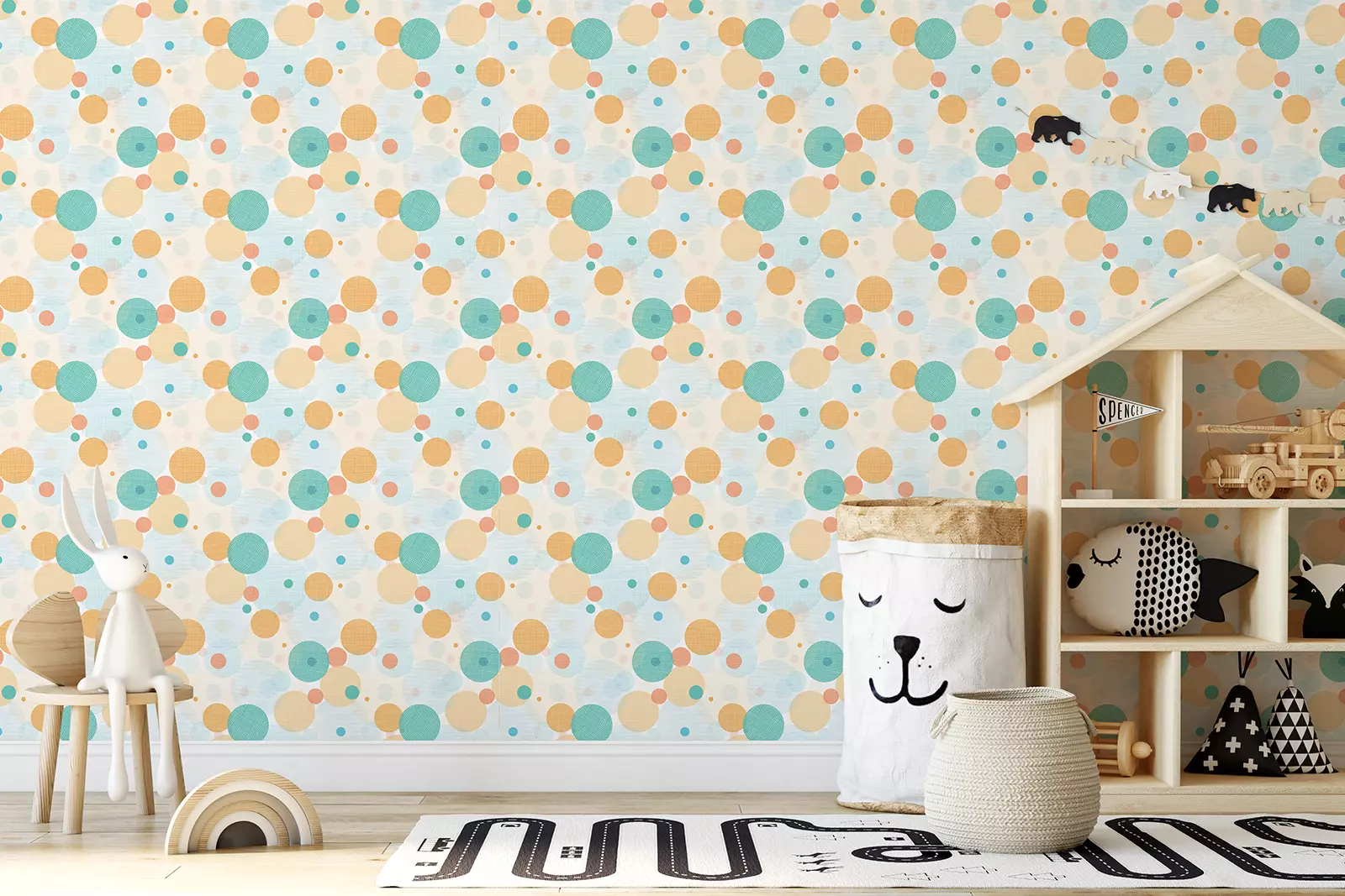Mesh Dots Wallpaper – Abstract Seamless Pattern with Hand-Drawn Fabric Circles, merawalaprint. mera wala print