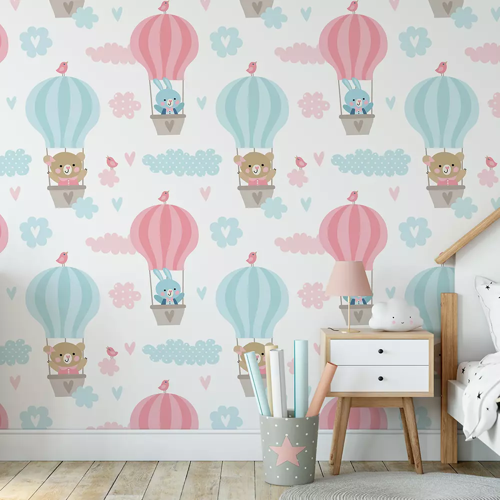 BUNNY & BEAR IN AIR BALLOON