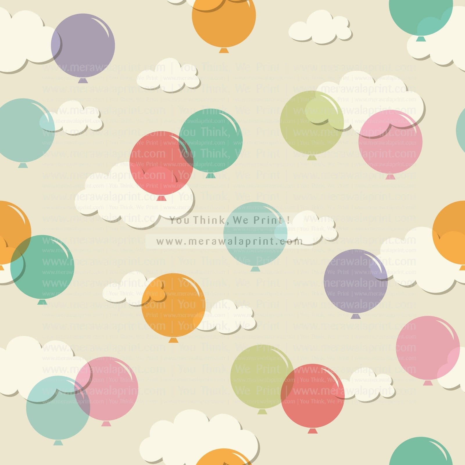3D Colorful & Transparent balloons fly in the clouds.