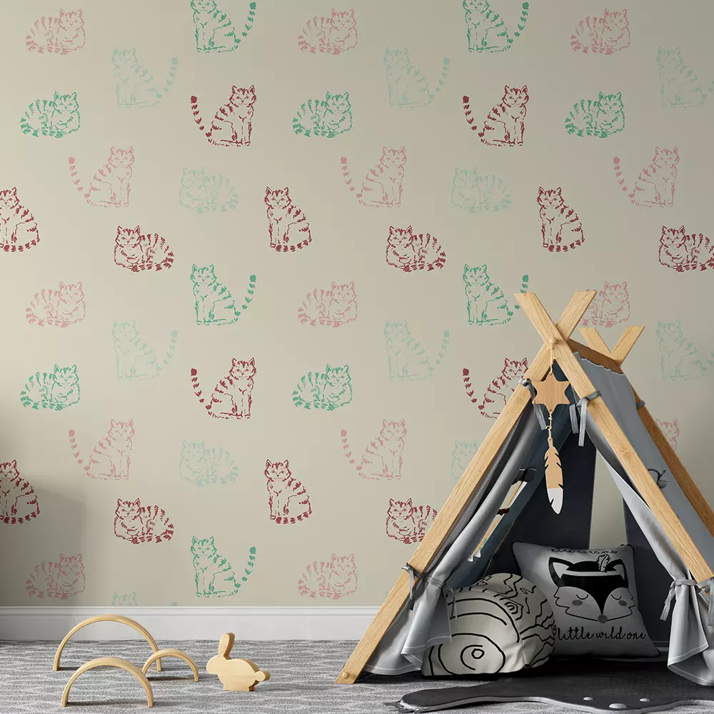 Cute funny seamless pattern with cats
