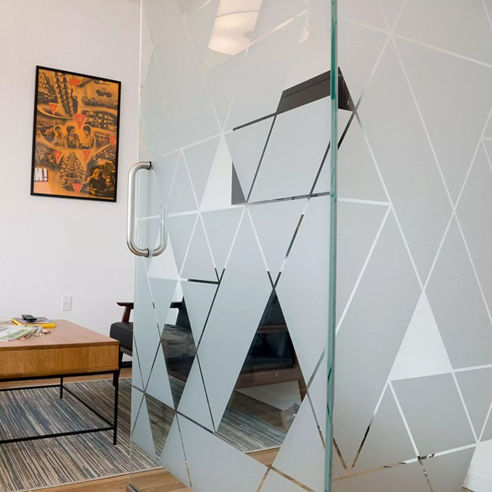 Glass films printing services decorative window films partitions Mera Wala Print Delhi.