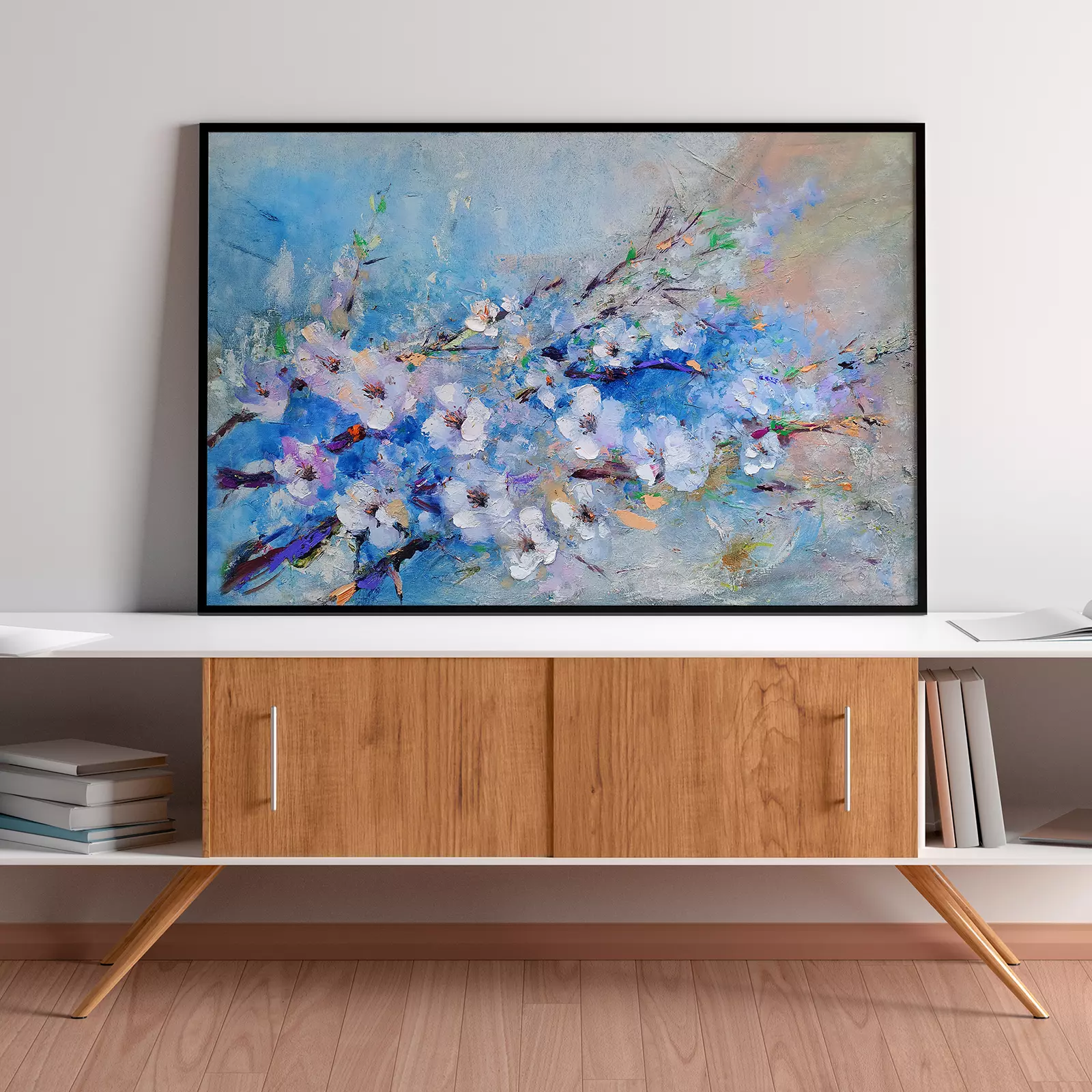 Blooming cherry spring garden artwork 