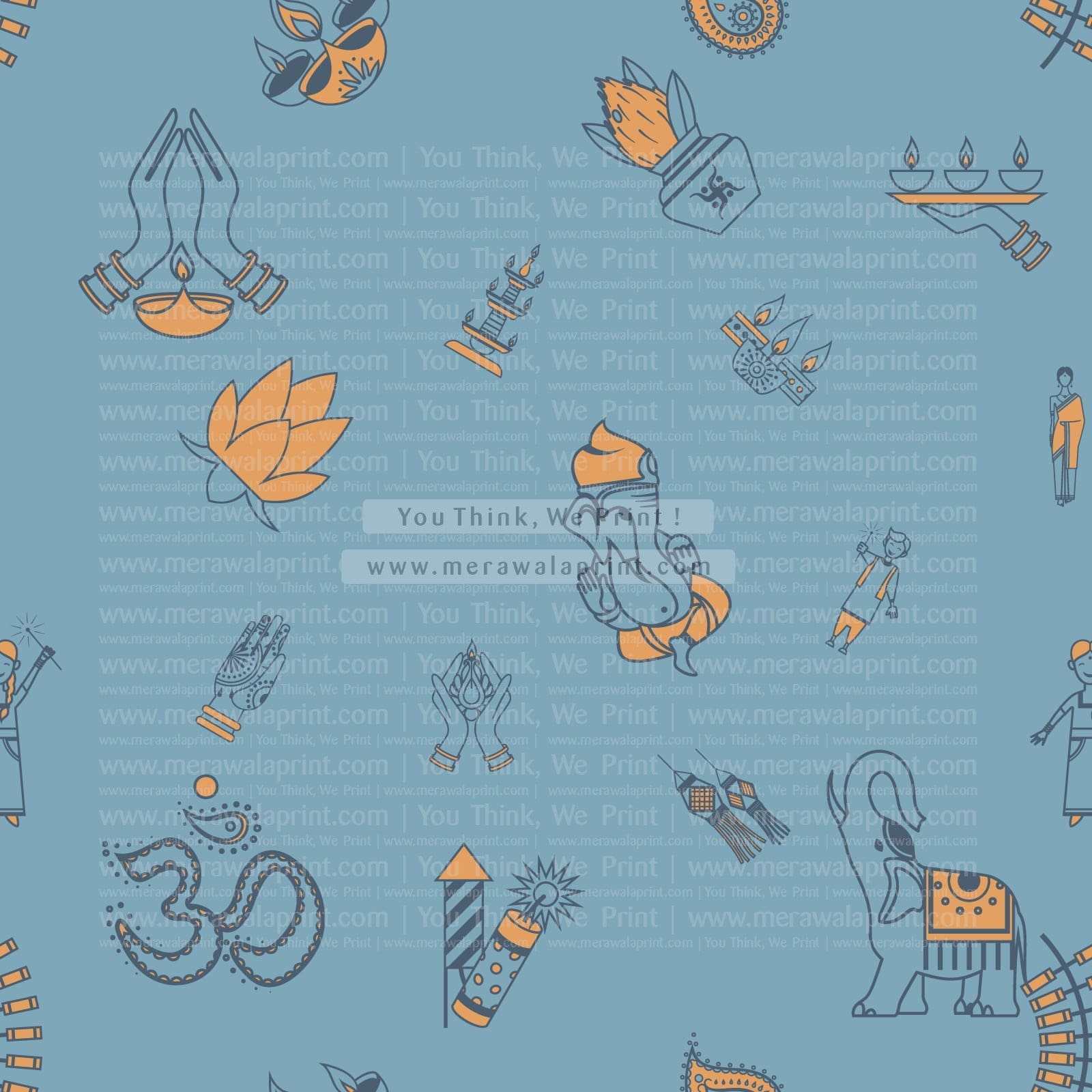 Diwali - Indian Festival  Background. Seamless Pattern. Vector