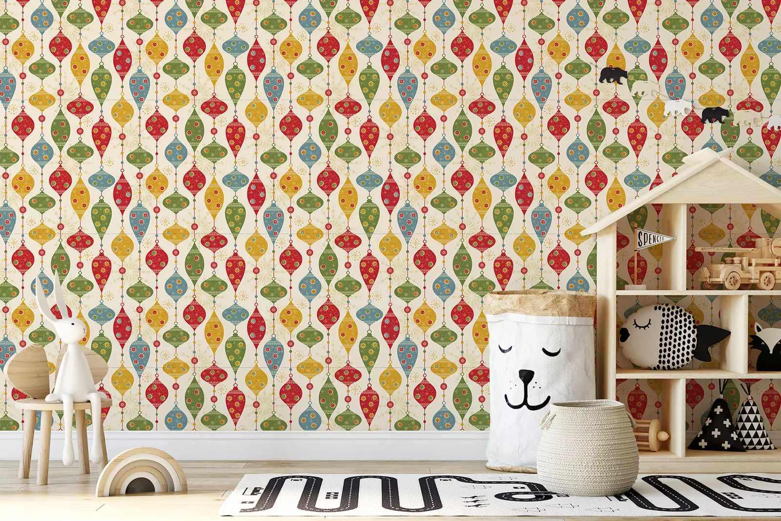 Seamless pattern with balls and stars