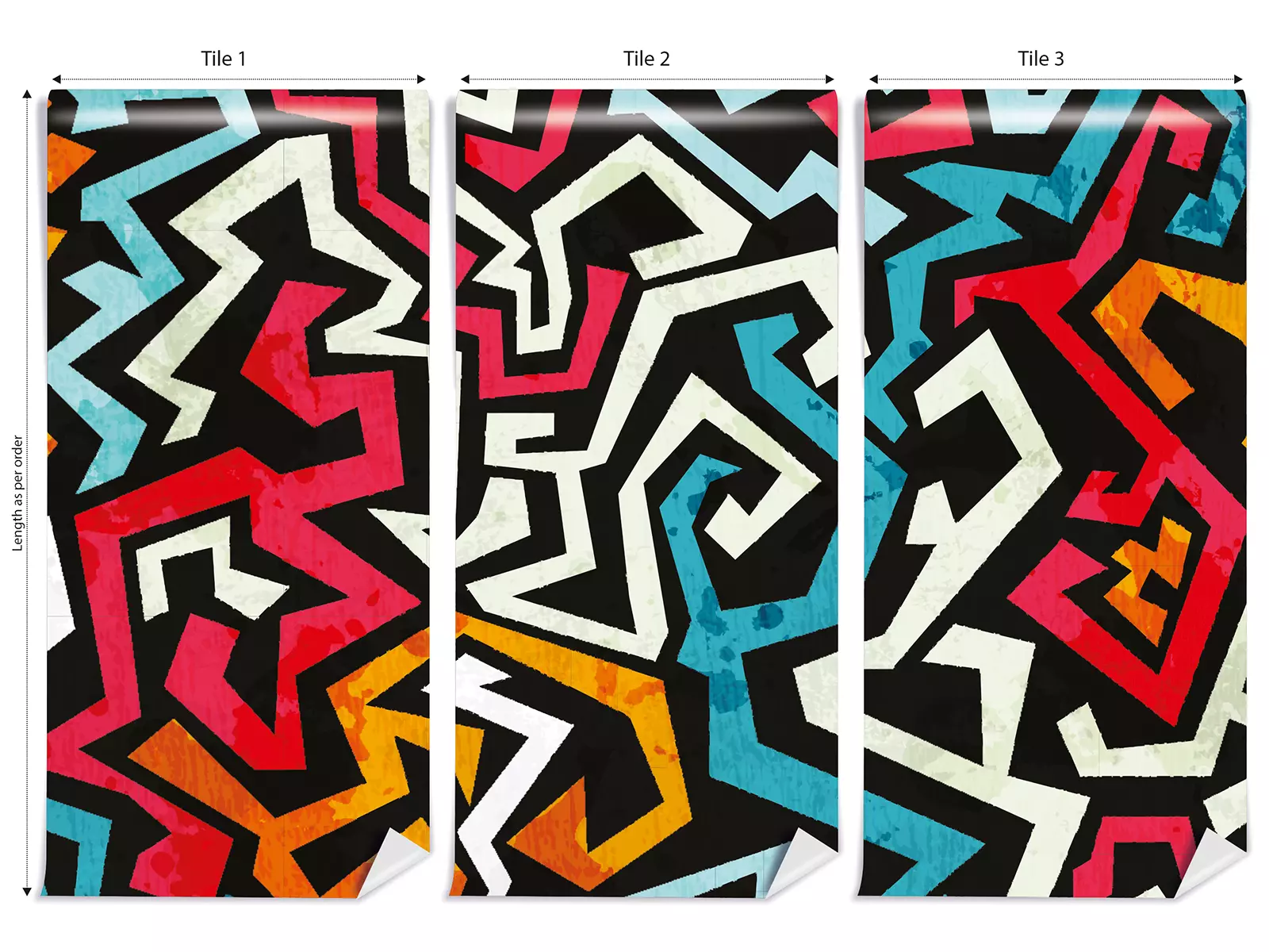 graffiti curves seamless pattern with grunge effec