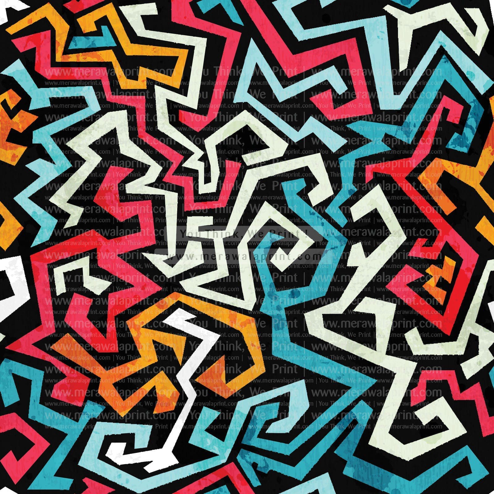 graffiti curves seamless pattern with grunge effec